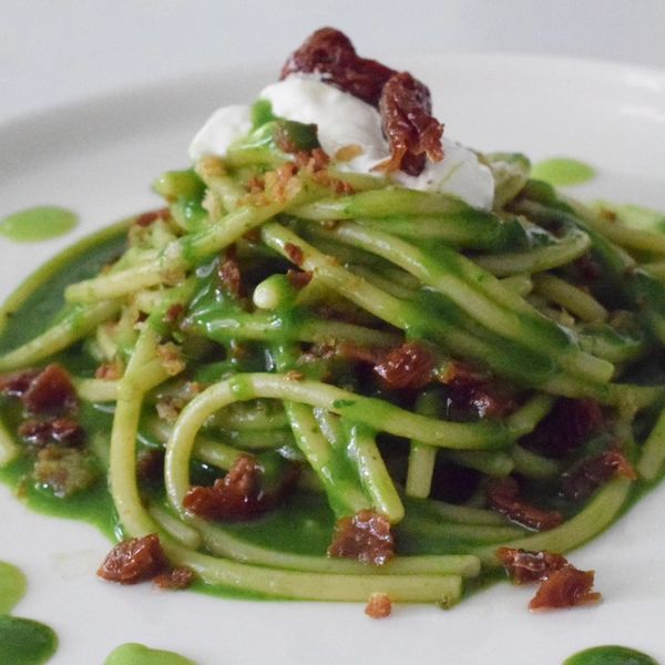 Spaghettoni Garofalo All Estratto Di Cime Di Rapa Burrata Pomodori