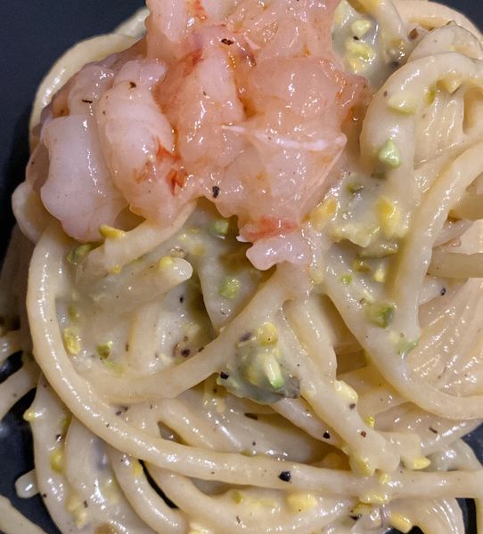 Cacio E Pepe Pistacchiosa Con Tartare Di Gamberi Al Ta Cucina