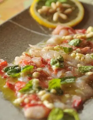 Ricetta Carpaccio di gamberi con menta limone e pinoli di sarasgolastra