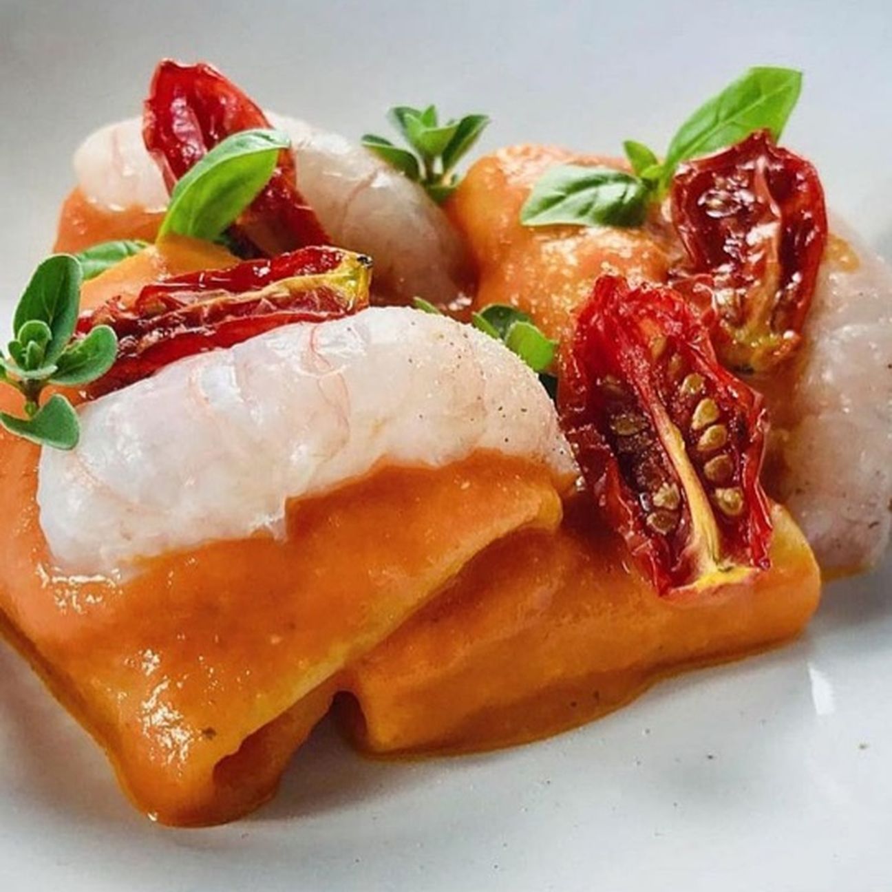 Paccheri con scampi