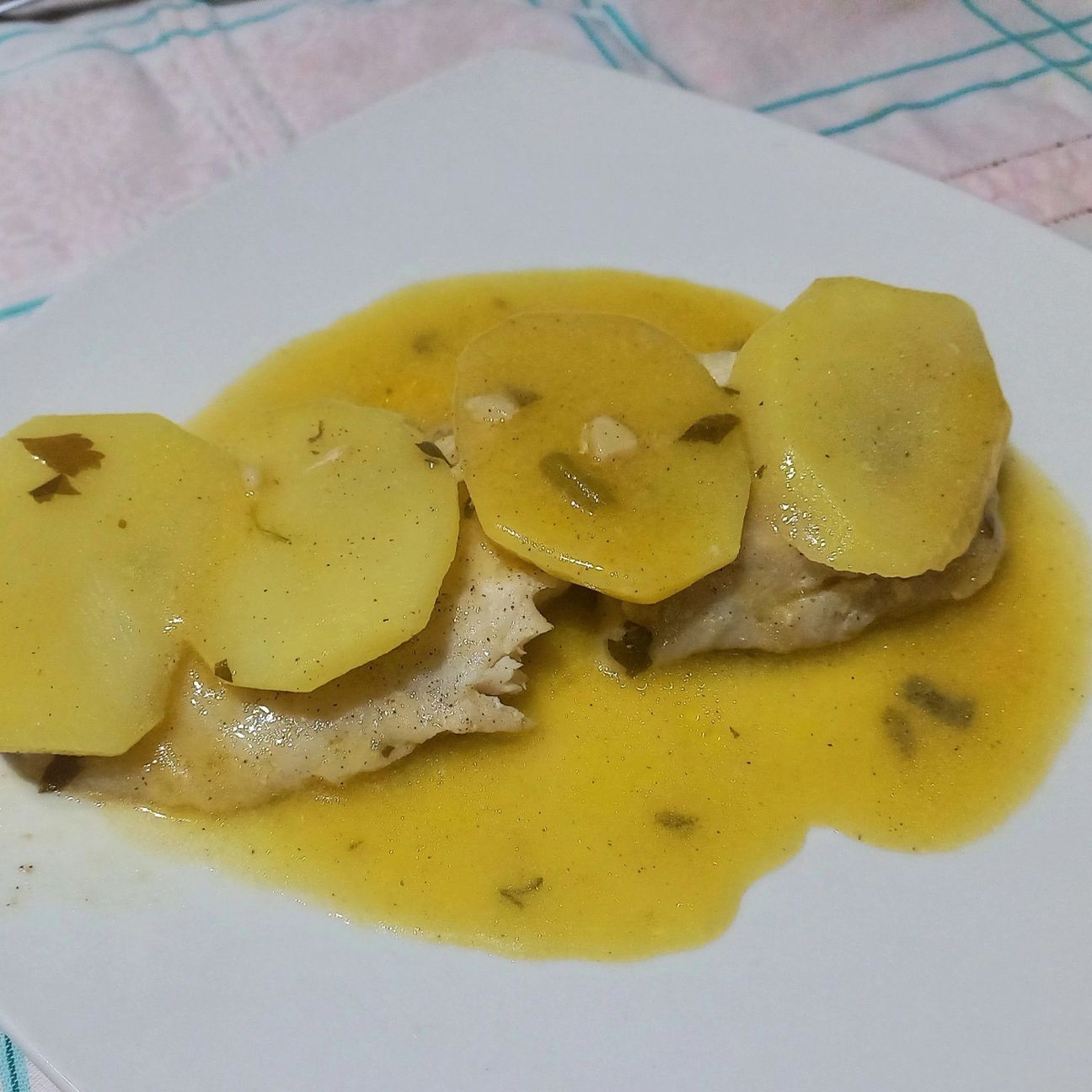 Merluzzo patate e crema all'arancia