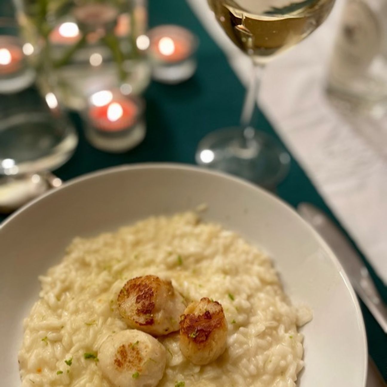 Risotto con capesante, prosecco e lime