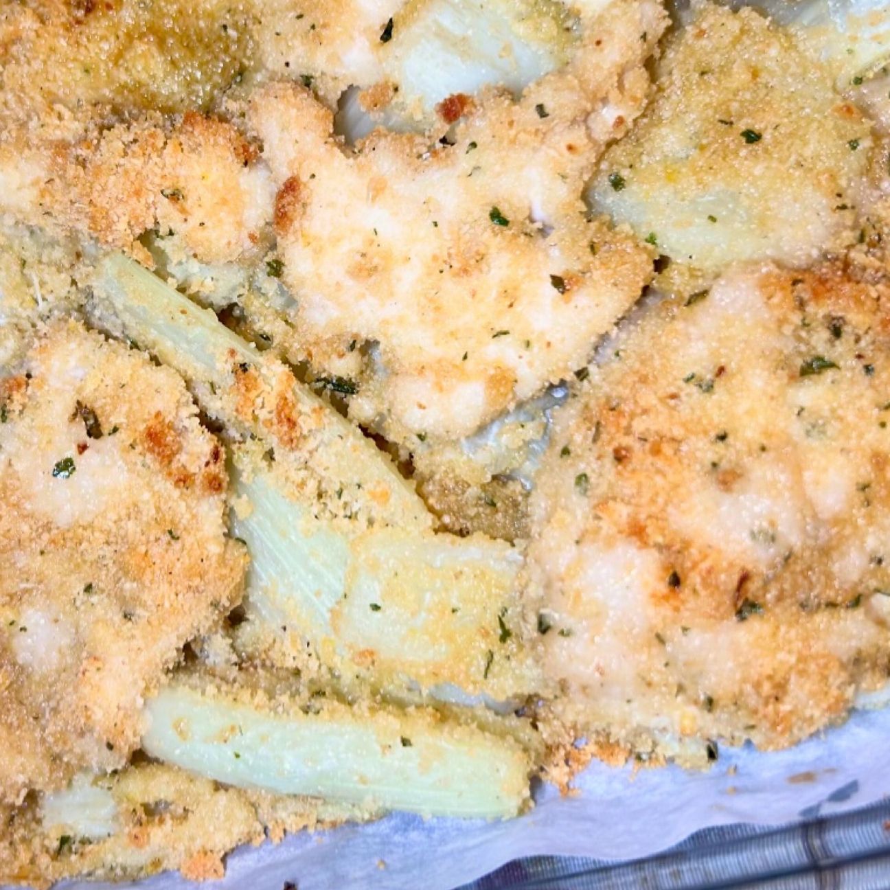 Petti di pollo e finocchi al forno