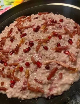 Ricetta Risotto Speck e Melograno di ricettedicasanostradialexeangy