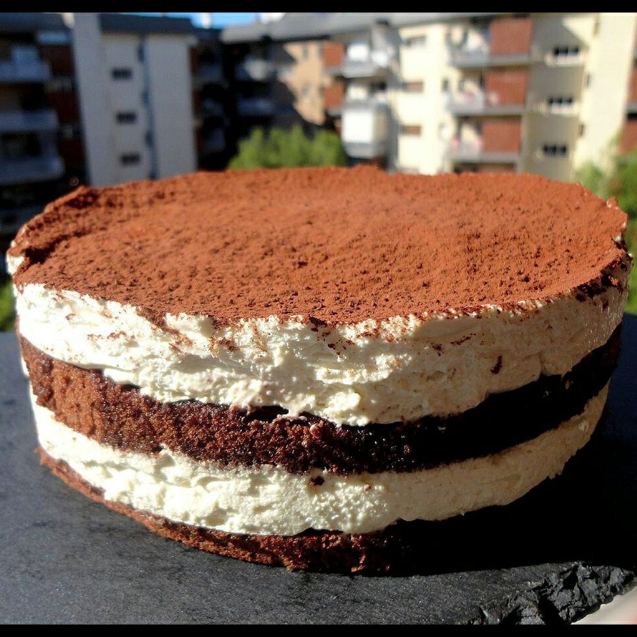 Torta tiramisù con crema al pistacchio