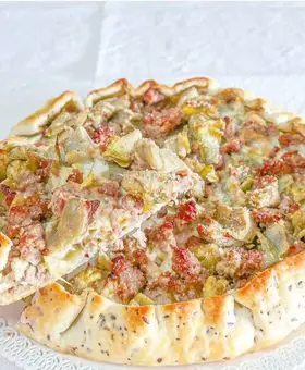 Ricetta Torta salata con salsiccia, carciofi e provola di laricettachescotta