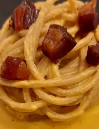 Ricetta Spaghetti con Crema di Zucca e Guanciale Croccante @isaporidellamore di isaporidellamore