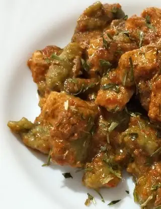 Ricetta Gnocchi di Teff e Zucchine
con crema di Peperoni e Pesce Spada Fresco. di in_cucina_con_vivi