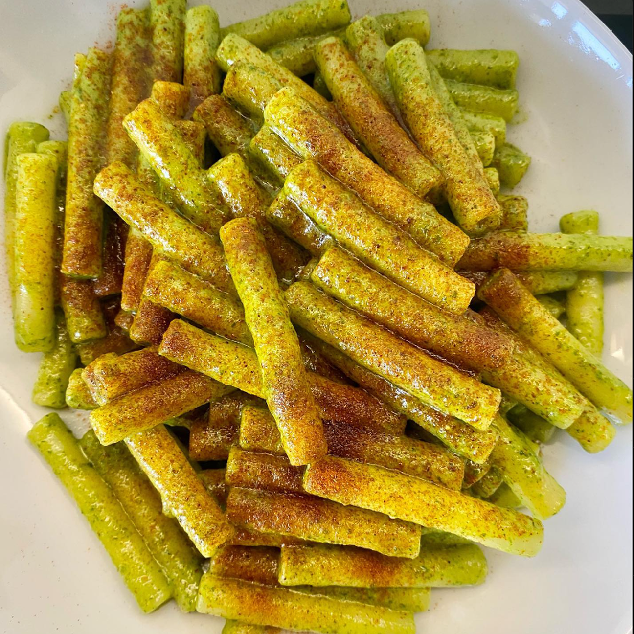 Mezzanelli al pesto di cavolo nero e peperoncino