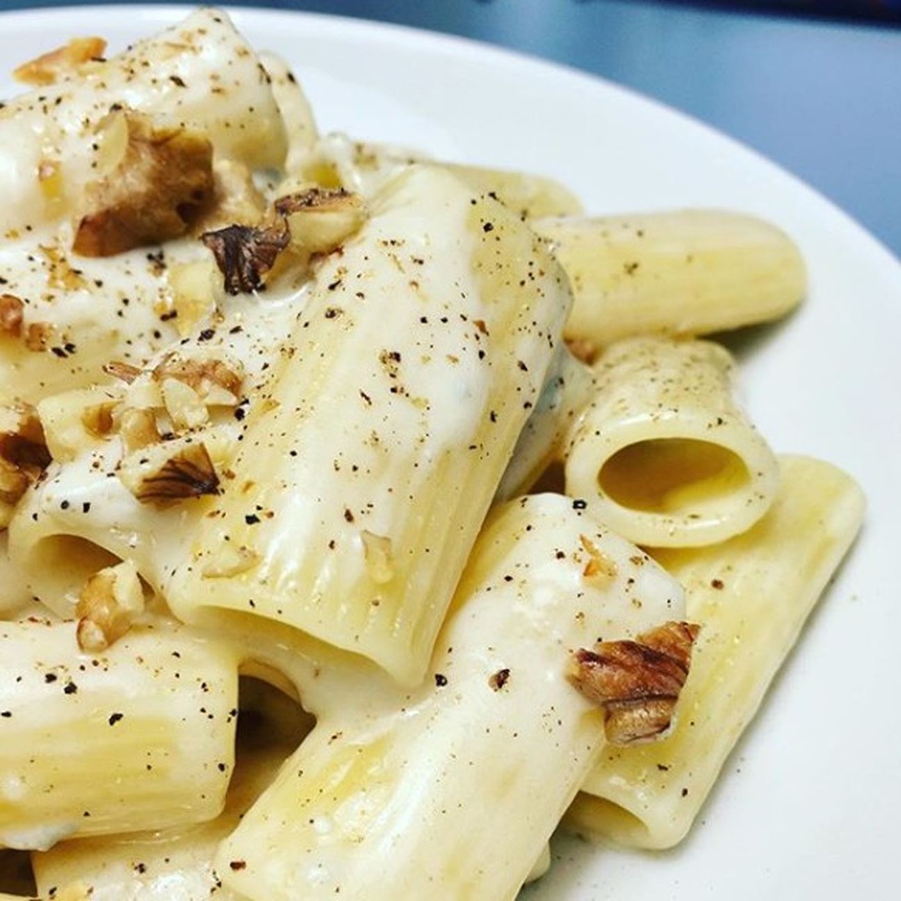 Rigatoni alla crema di gorgonzola e noci tostate