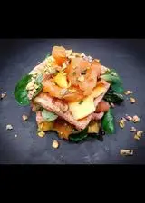 Ricetta Waffel Salmone, Mango e Pistacchi