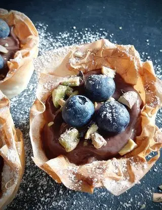 Ricetta Fillo Cestini Cioccolato, Mirtilli e Pistacchi di Loca