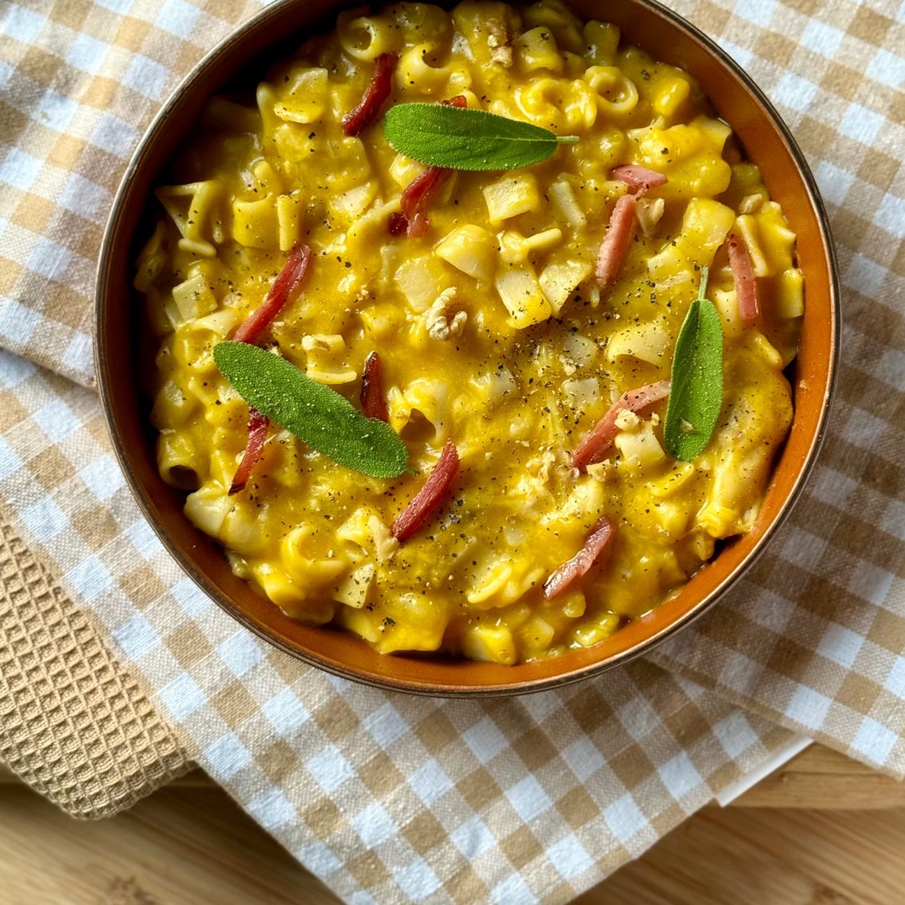 Play your pasta con patate e zucca