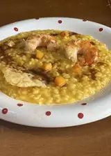 Ricetta Risotto zucca e gamberi  con il suo fondo