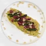 Ricetta Tonnarelli con crema di asparagi, punte di asparagi e fiocchetto