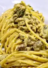 Ricetta Spaghettoni Crema di Ricotta Zafferano e Salsiccia