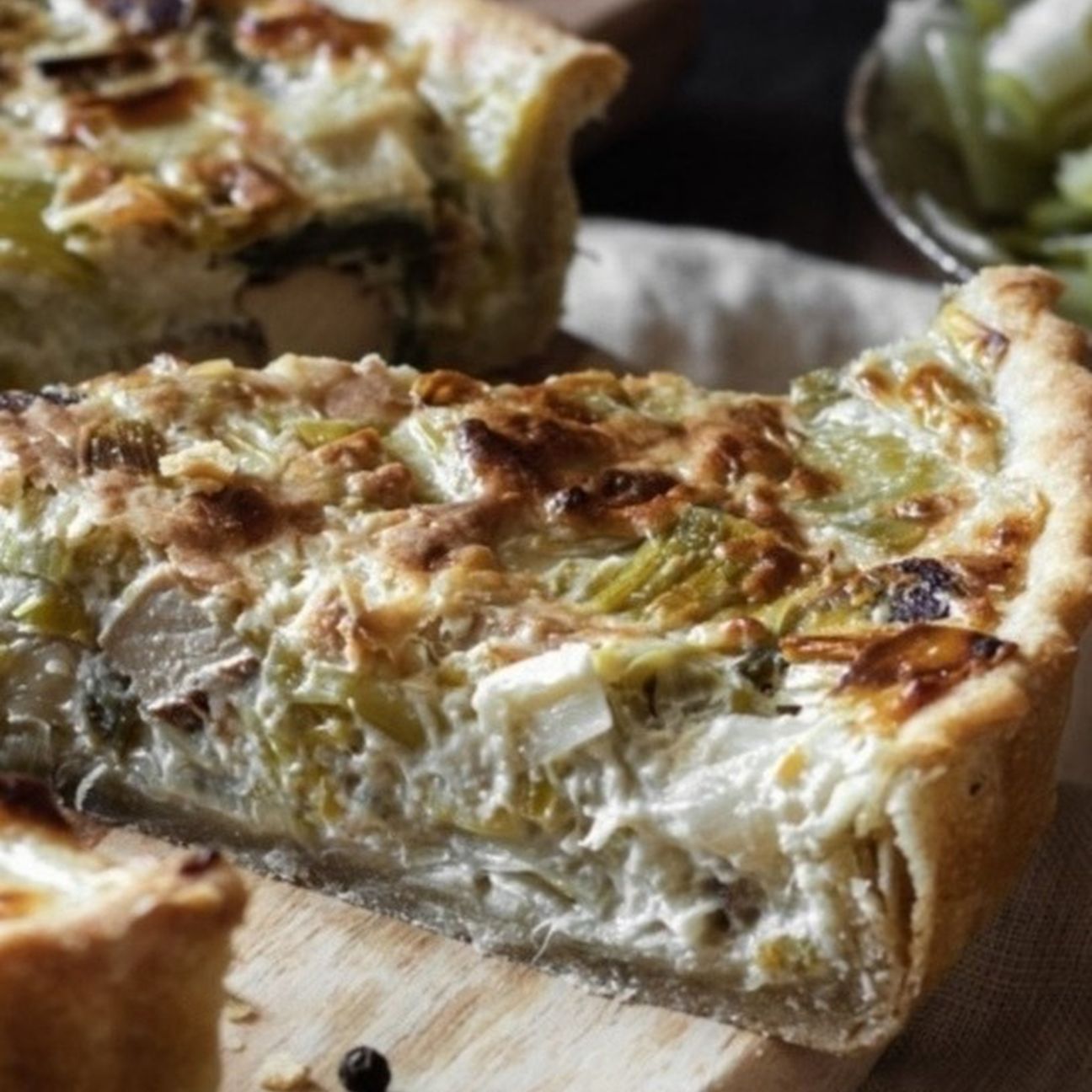 Torta salata vegana ai porri e tofu affumicato