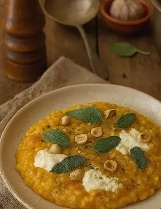 Ricetta Risotto alla zucca con stracciatella e nocciole di lastanzadeisapori