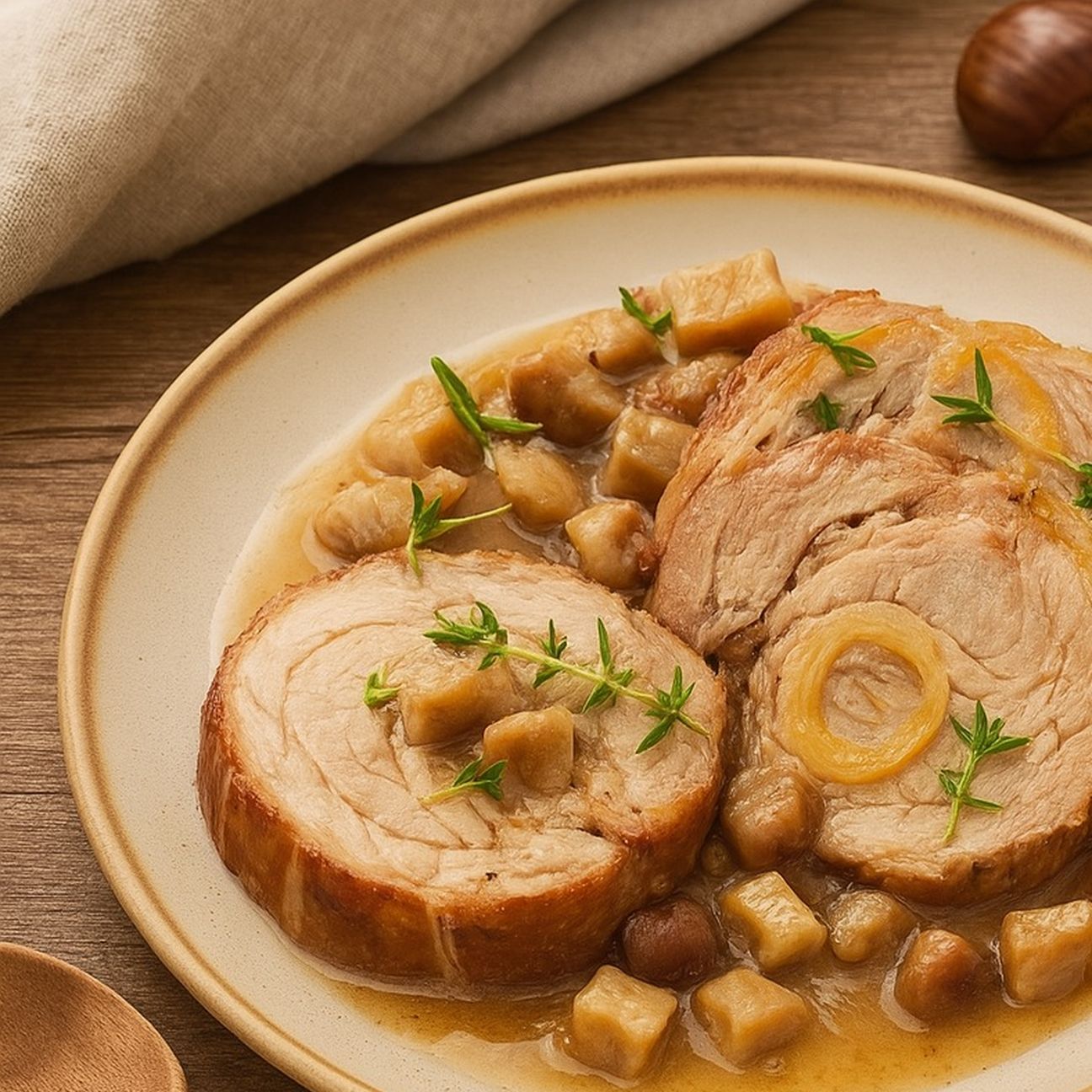 Arrosto di maiale con castagne