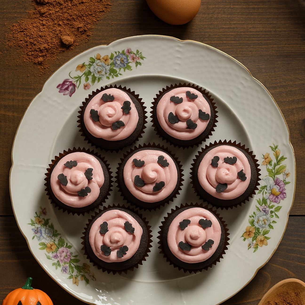 Cupcakes al cacao con crema al formaggio, mirtillo e matcha