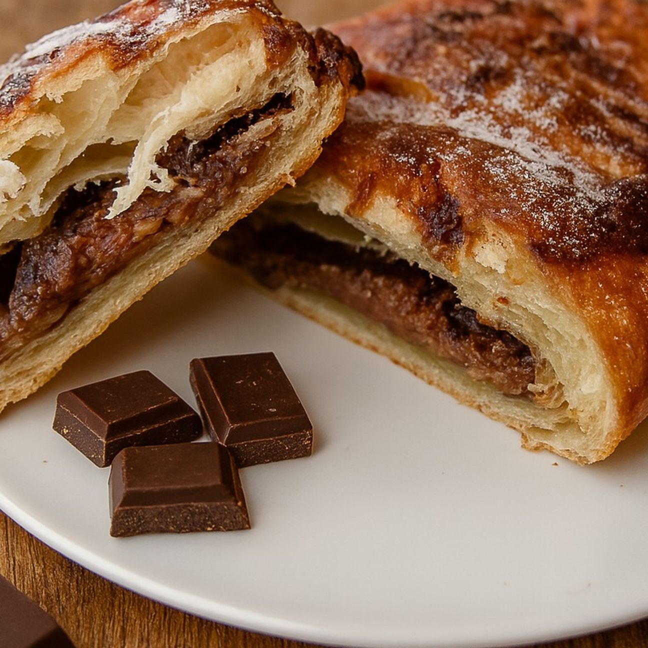 Dolci sfoglie di cioccolato e nocciole