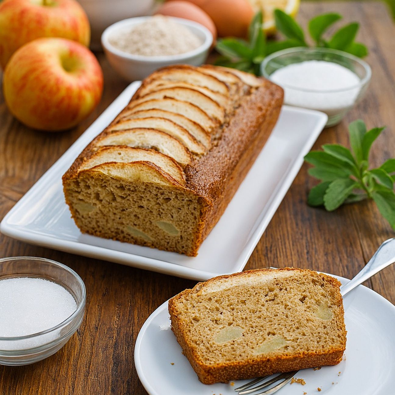 Plumcake di mele e yogurt con farina di avena, stevia ed eritritolo