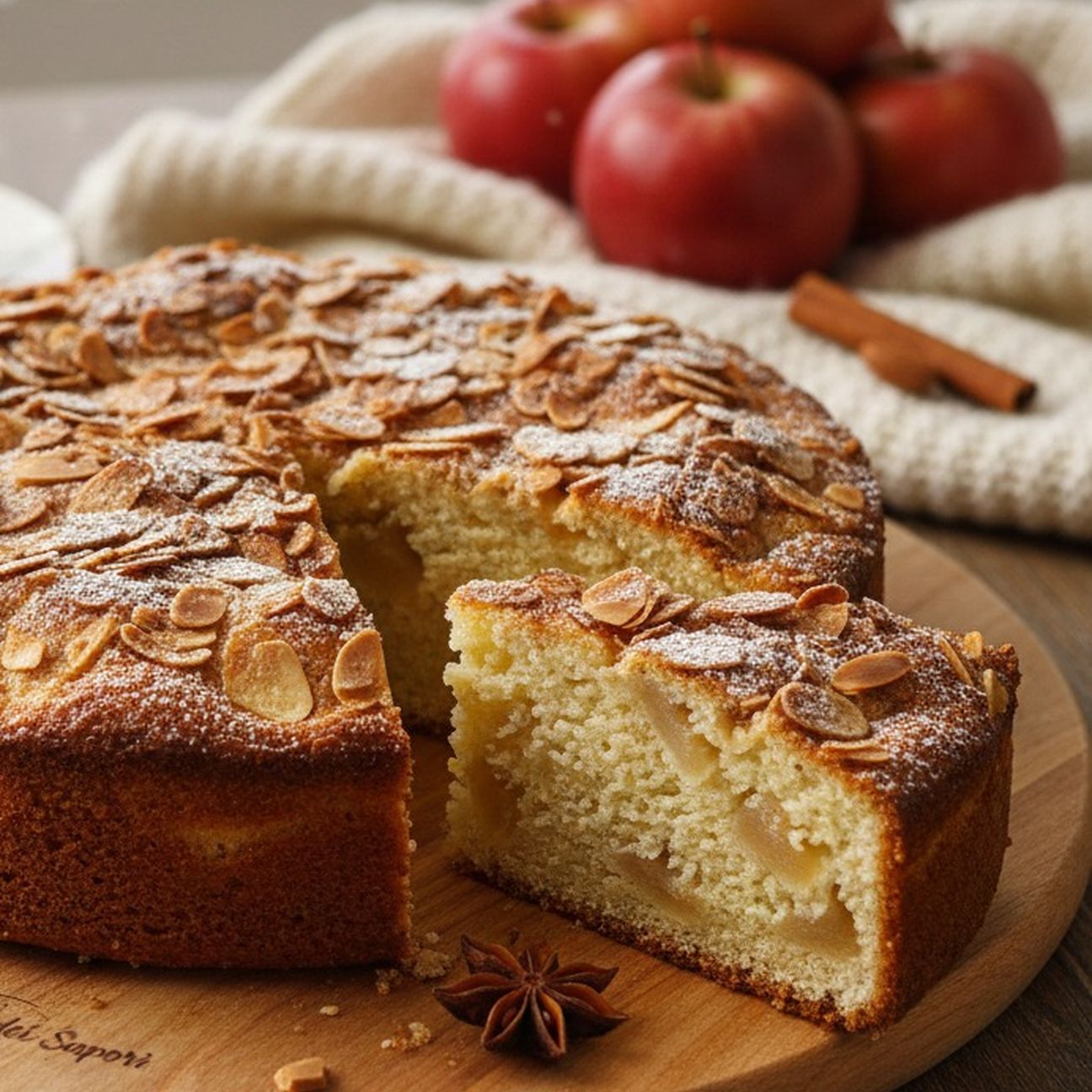 Torta alle mele, mandorle e cannella senza glutine e burro