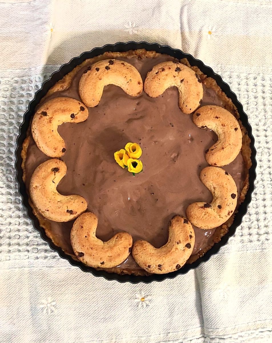 Crostata senza cottura con gelato al cioccolato