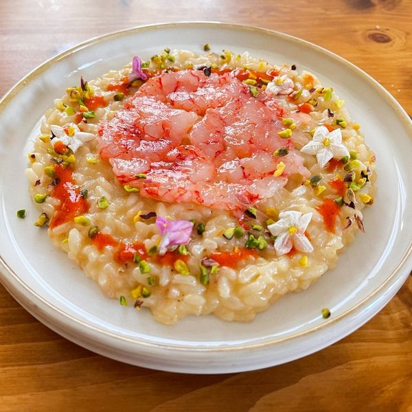 Risotto con crudo e bisque di gamberi Al.Ta Cucina ArK