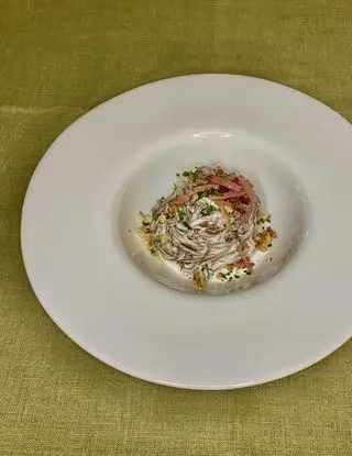 Ricetta Linguine al cioccolato con crema al mascarpone, speck e noci di alberto763