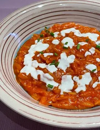 Ricetta Risoni al pomodoro con fonduta di parmigiano di gessi_in_cucina