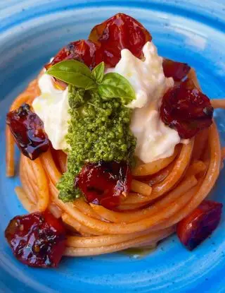 Ricetta Pomodorini arrosto, burrata e pesto di basilico di ilmiopiattoacolori