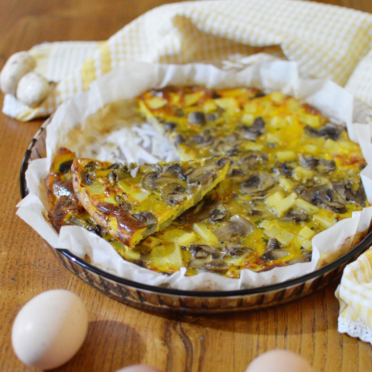 Frittata al forno: patate e champignon