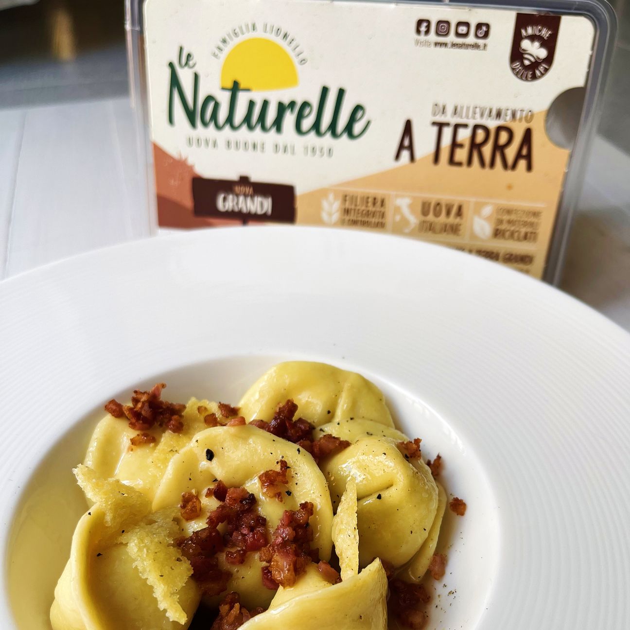 Raviolo di carbonara