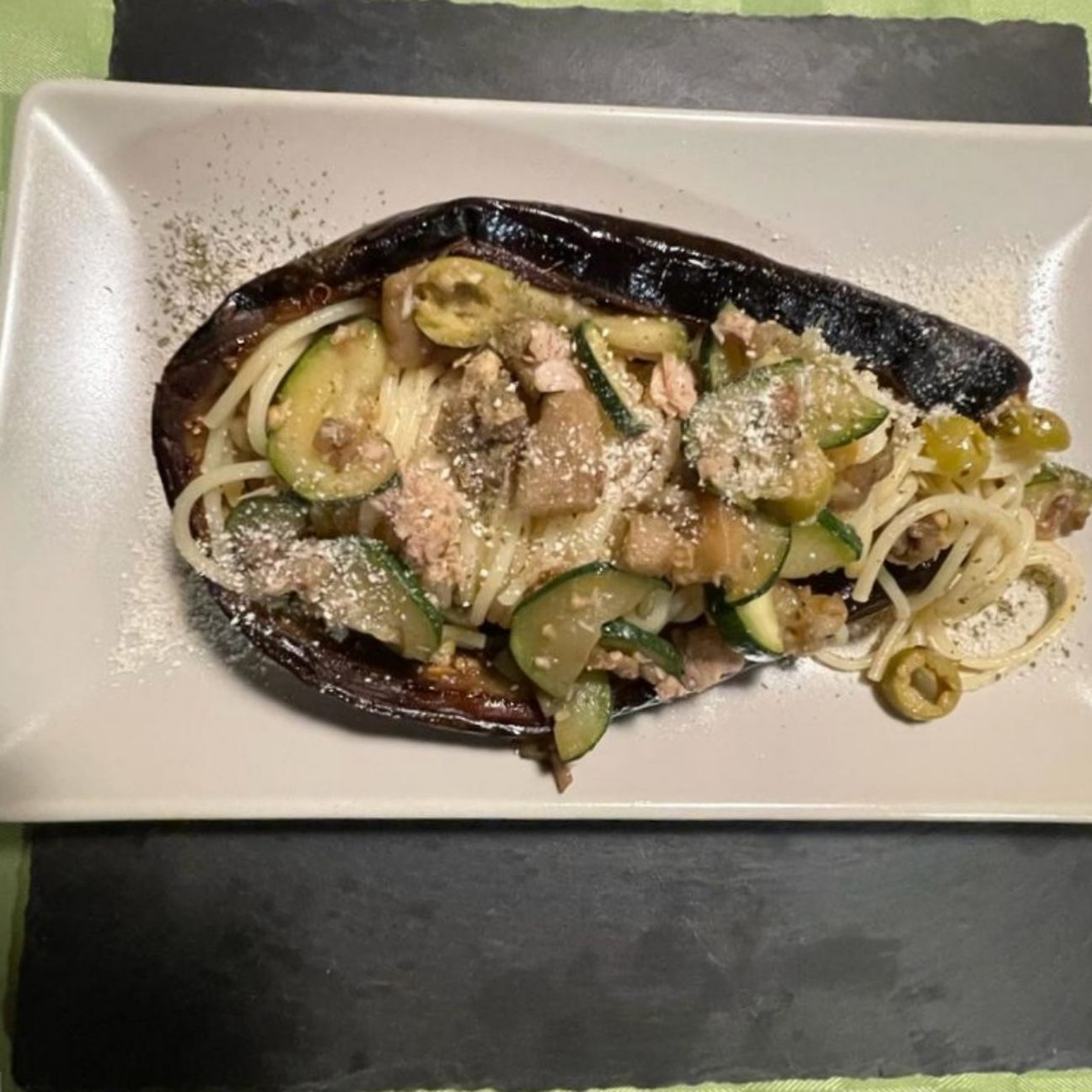 BARCHETTA DI MELANZANA e SPAGHETTI