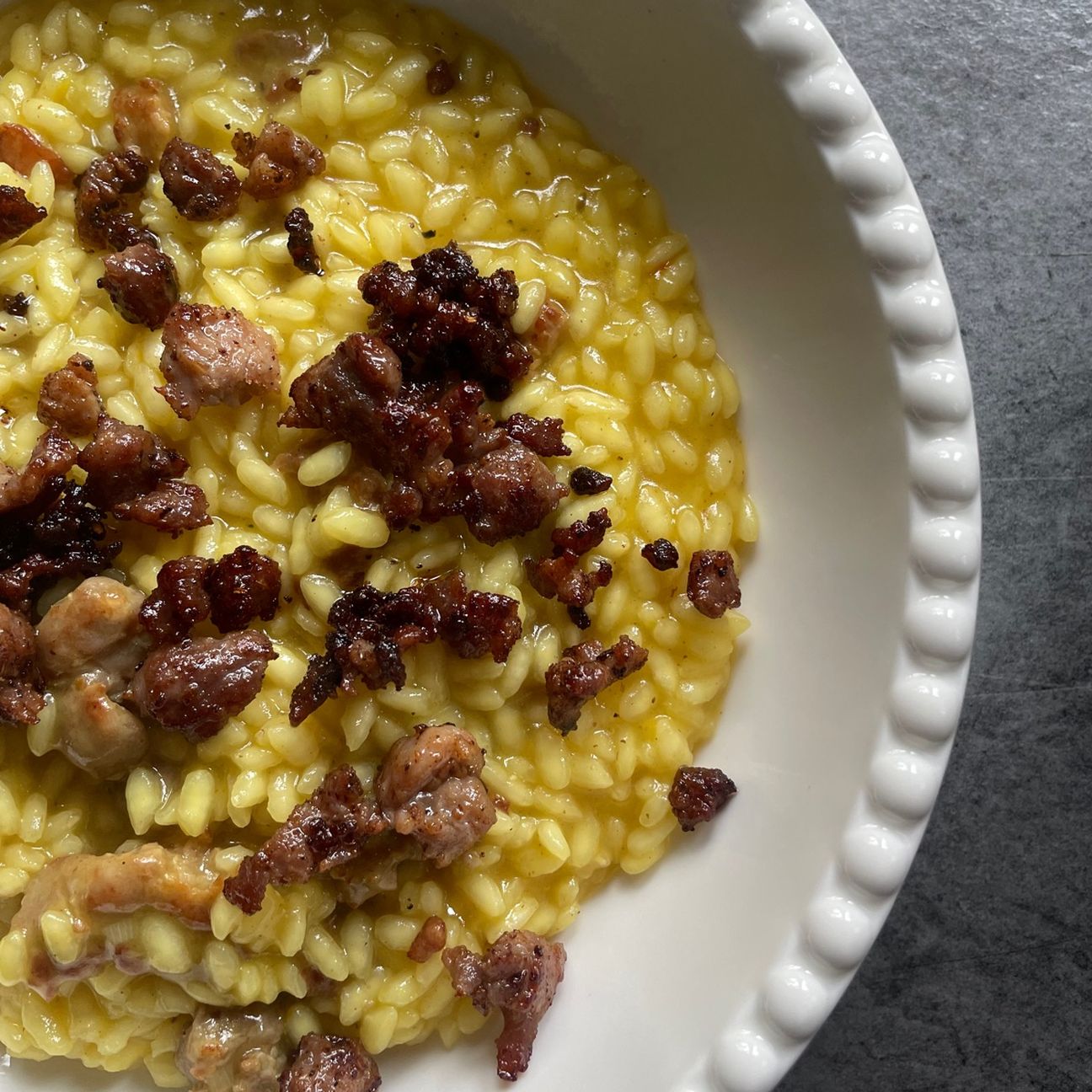 Risotto giallo con salsiccia fresca