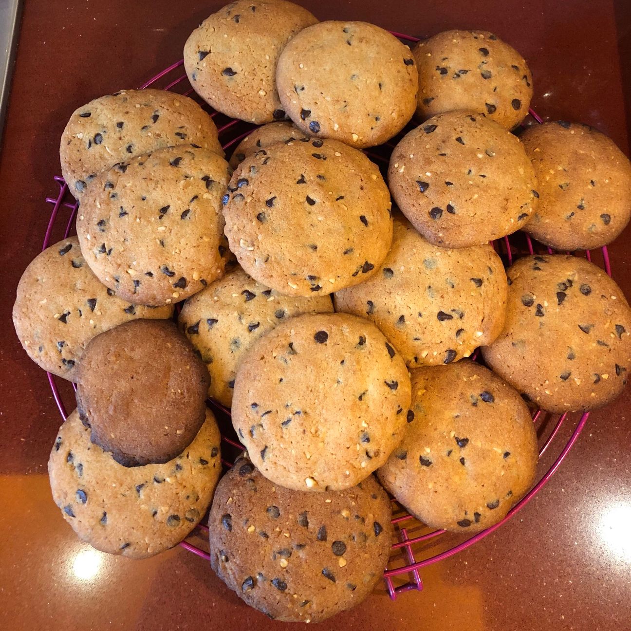 Chocolate chip and hazelnut cookies.