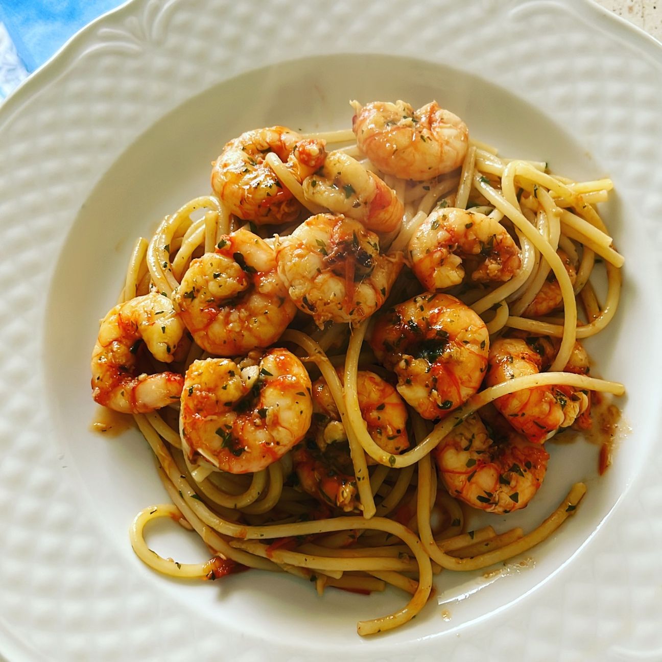 Spaghetti con gamberi