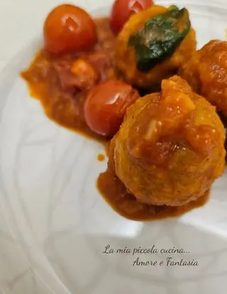 Ricetta Polpettine al sugo di pomodorini, senza uova di lamiapiccolacucinamorefantasia