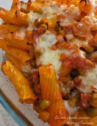 Ricetta Tortiglioni filanti con ragù di salsiccia e piselli, al forno di lamiapiccolacucinamorefantasia