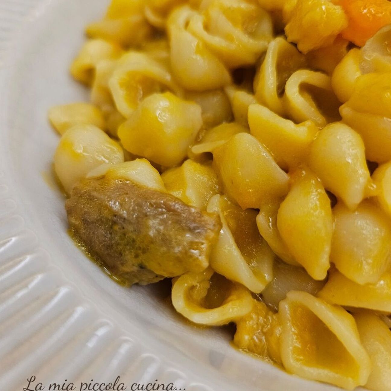 Conchigliette con nasello, carote e funghi porcini