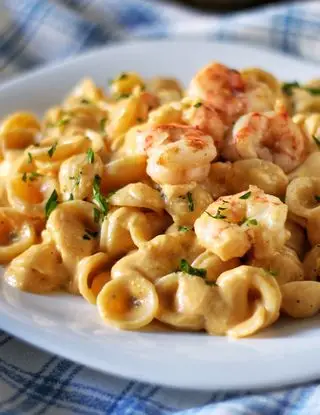 Ricetta Orecchiette con crema di zucca e gamberi di ilpugliesechecucina