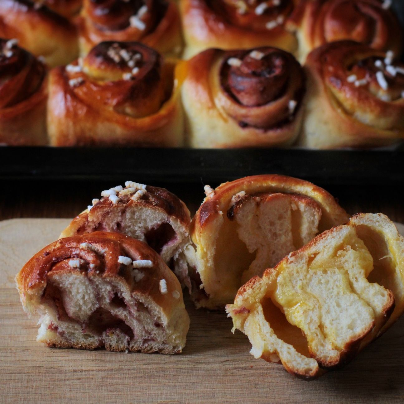 Girelle di brioche farcite con marmellata