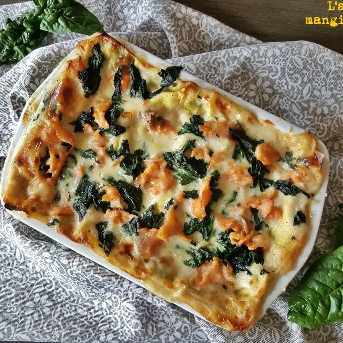 Lasagne al salmone con robiola e spinaci