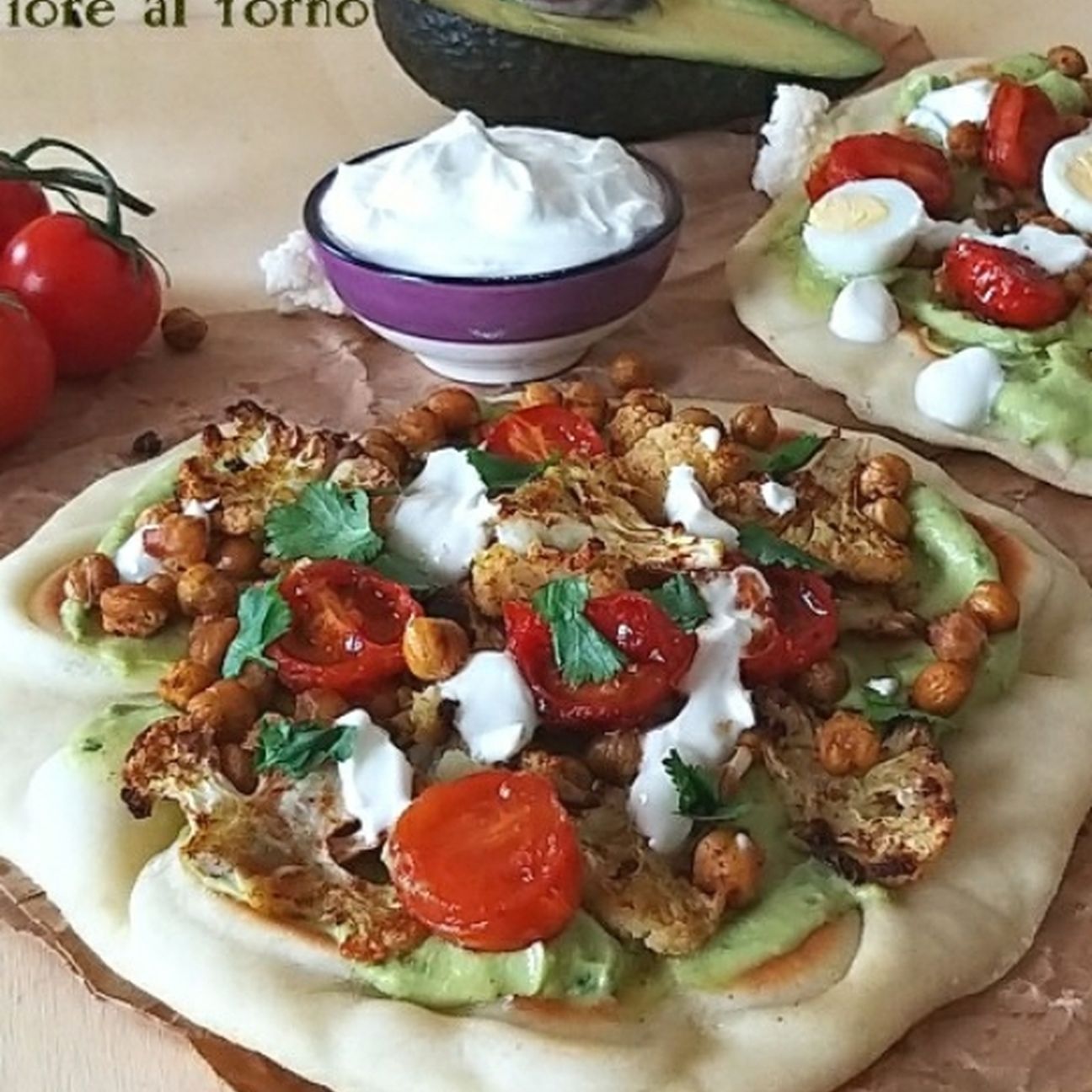 Pane pita con cavolfiore al forno