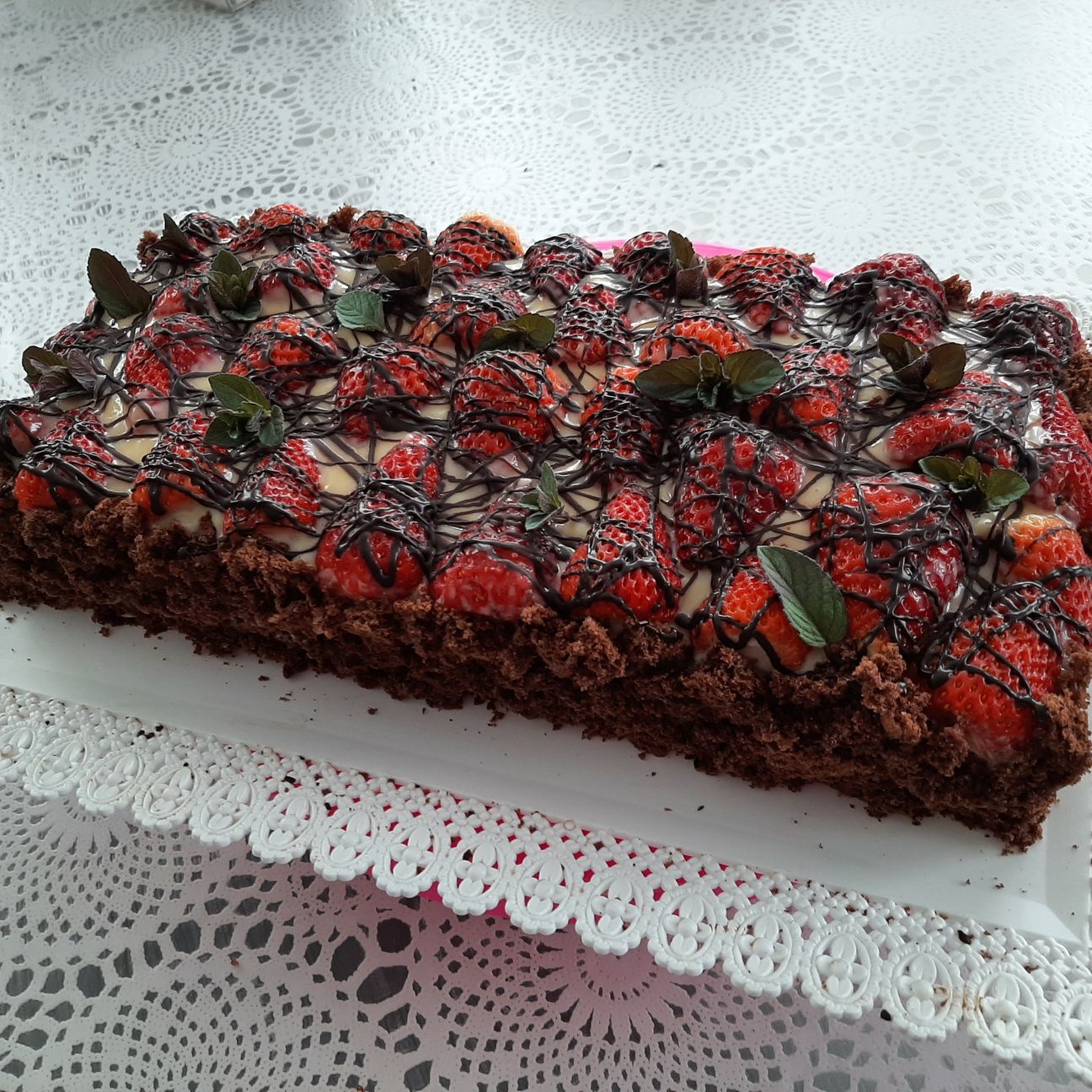 Torta al cioccolato e fragole