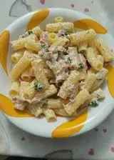 Ricetta Rigatoni gluten free con piselli, prosciutto cotto e panna da cucina