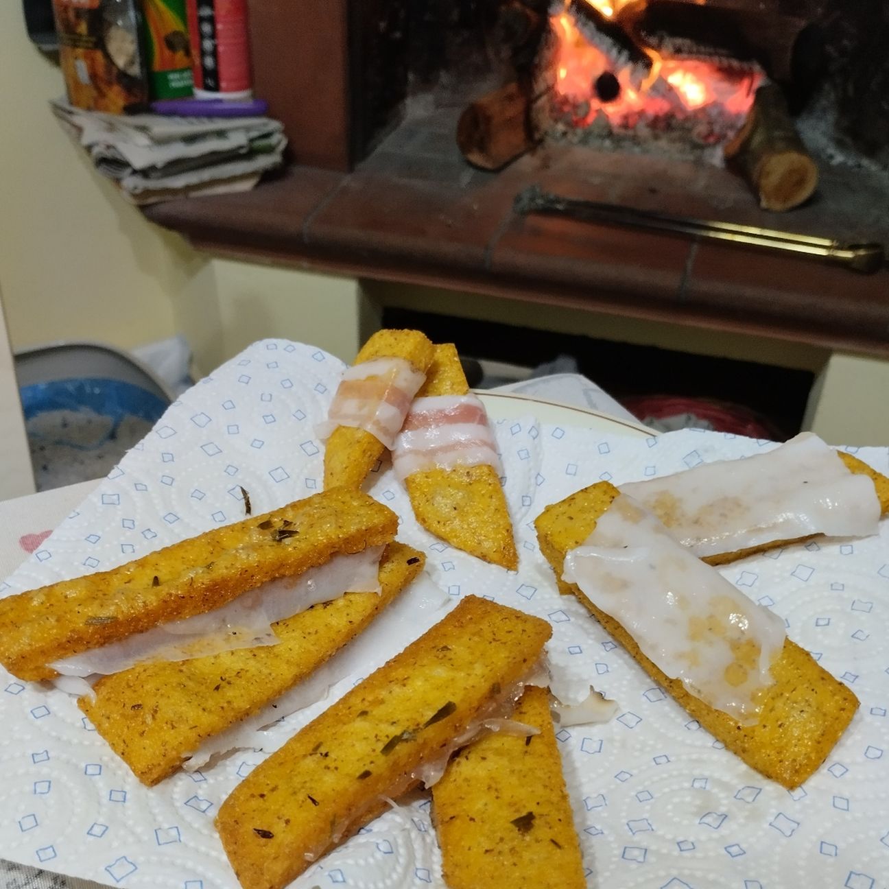 Polenta fritta con Lardo di Colonnata e pancetta