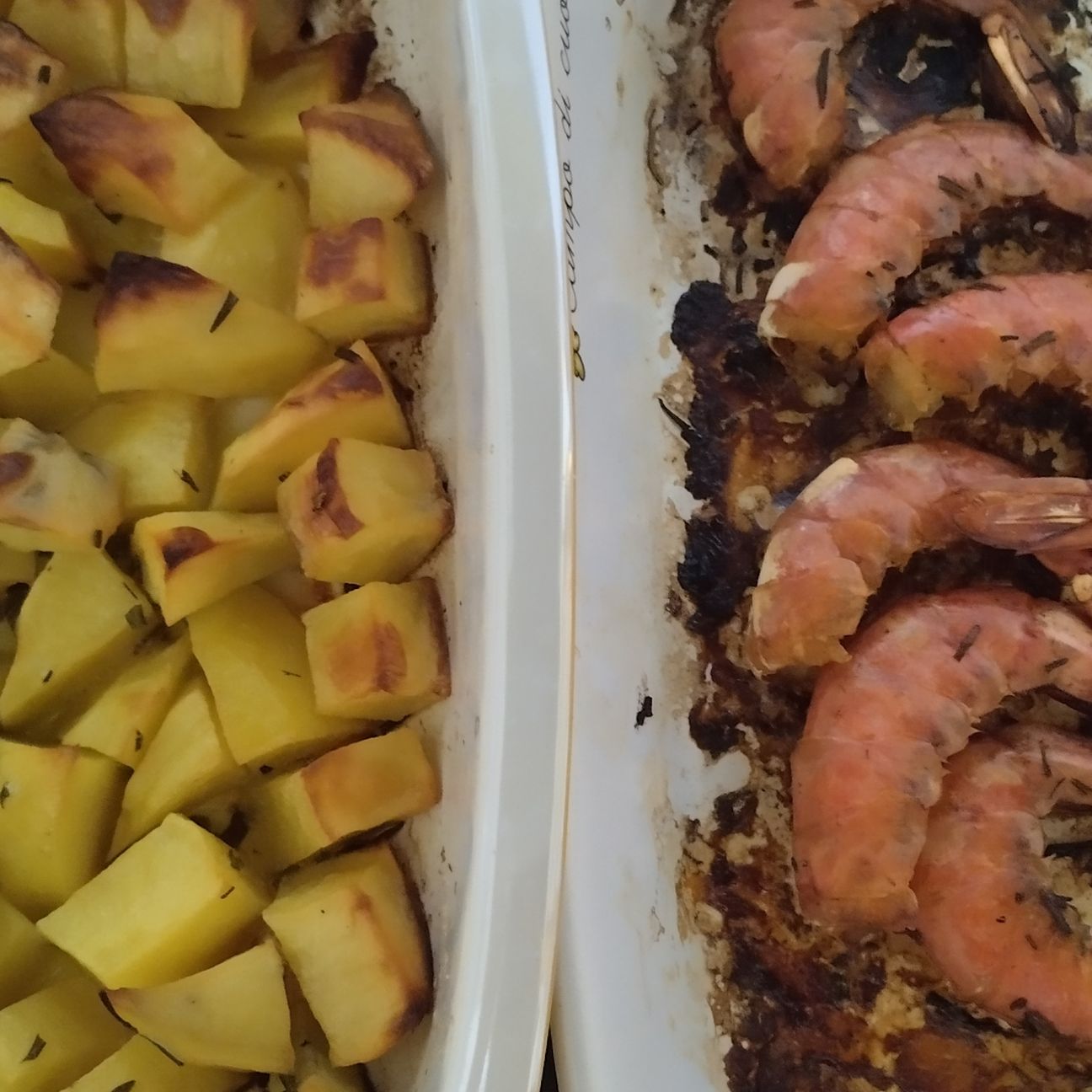 Gamberoni con patate al forno