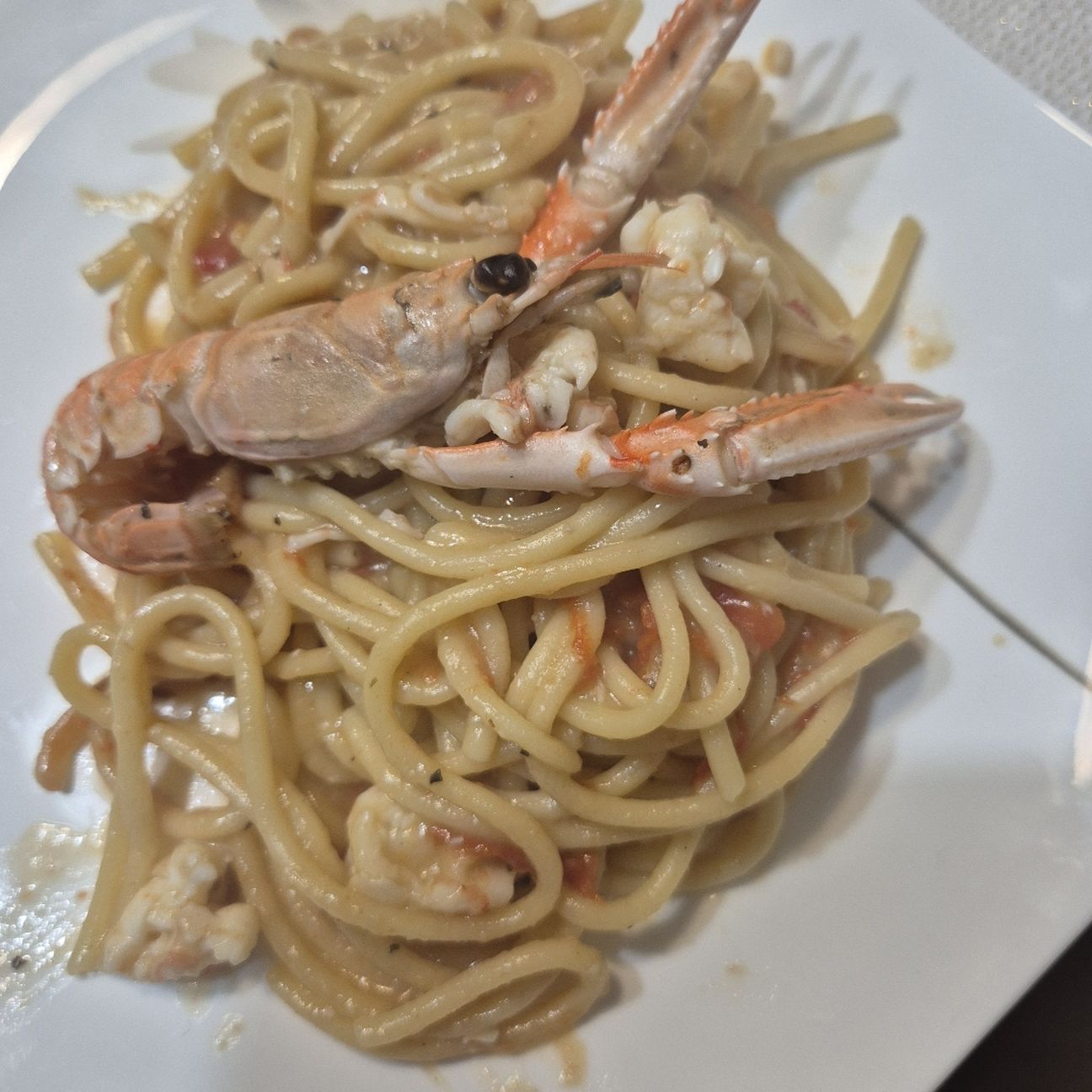 Spaghettoni gluten free risottati agli Scampi